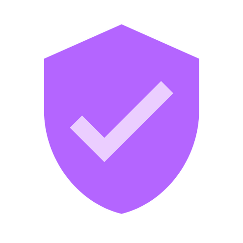 Shield icon with a checkmark, symbolizing trust, quality, or security.